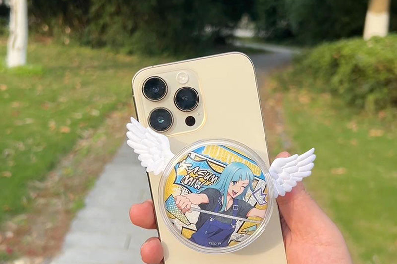 Magnetic Phone Stand with Rotating Badge Display